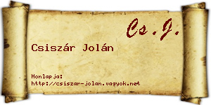Csiszár Jolán névjegykártya
