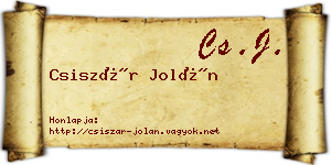 Csiszár Jolán névjegykártya